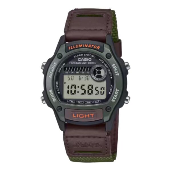Reloj-Casio-W-220HF-3AV-Digital-Verde-con-Correa-Textil-y-Piel-Estilo-Anos-80