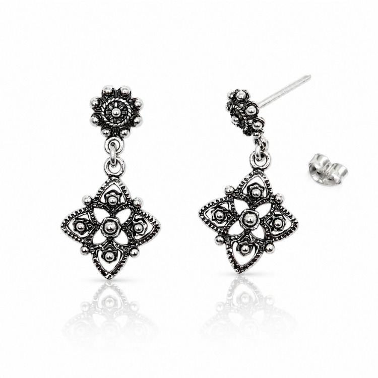 Pendientes Botón Charro Nudo de Bruja Filigrana cierre presión