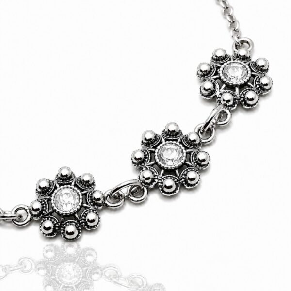 Pulsera 3 Botones Charros Cristal Color S1990 - Blanco