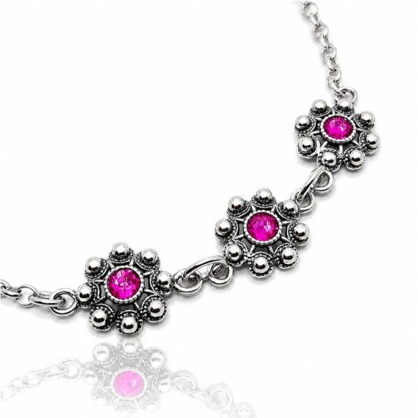 Pulsera 3 Botones Charros Cristal Color S1990 - Fucsia