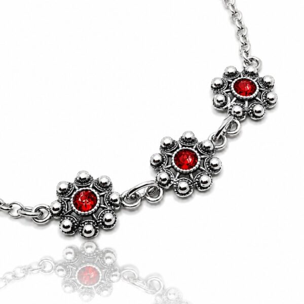 Pulsera 3 Botones Charros Cristal Color S1990 - Rojo