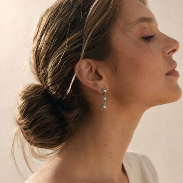 Pendientes 3 botones charros perlas cultivadas modelo